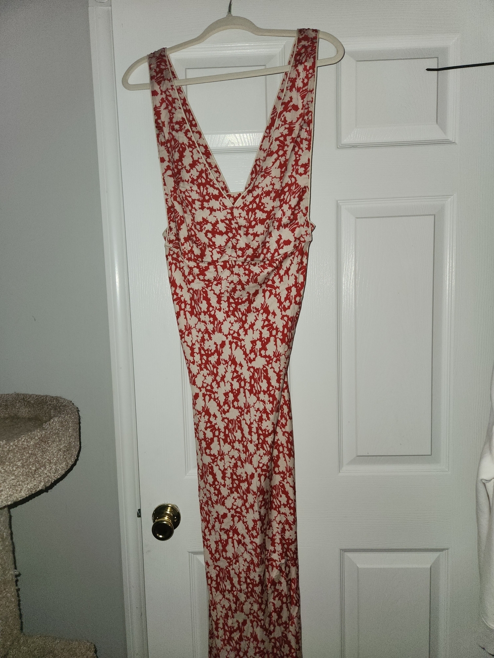 Free People Red and Cream Floral Maxi Dress